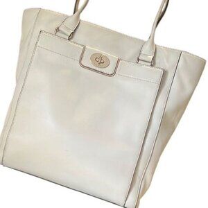 Kate Spade Ivory Leather Gold Hardware Large Tote Bag